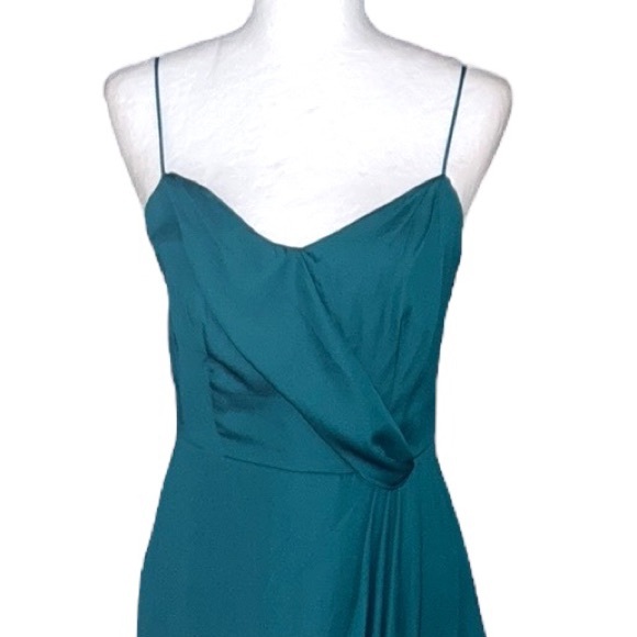 NWT Banana Republic Emerald Green Draped Front Slip Mini Dress - 4 - Picture 4 of 14